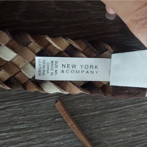 New York & Company Brown Tan Braided Leather Belt M/L - Picture 5 of 7
